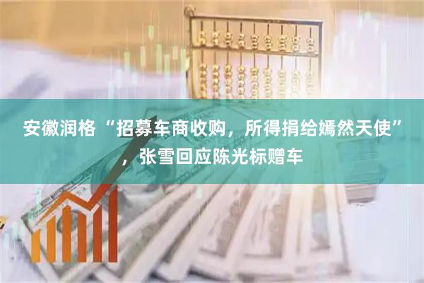 安徽润格 “招募车商收购，所得捐给嫣然天使”，张雪回应陈光标赠车